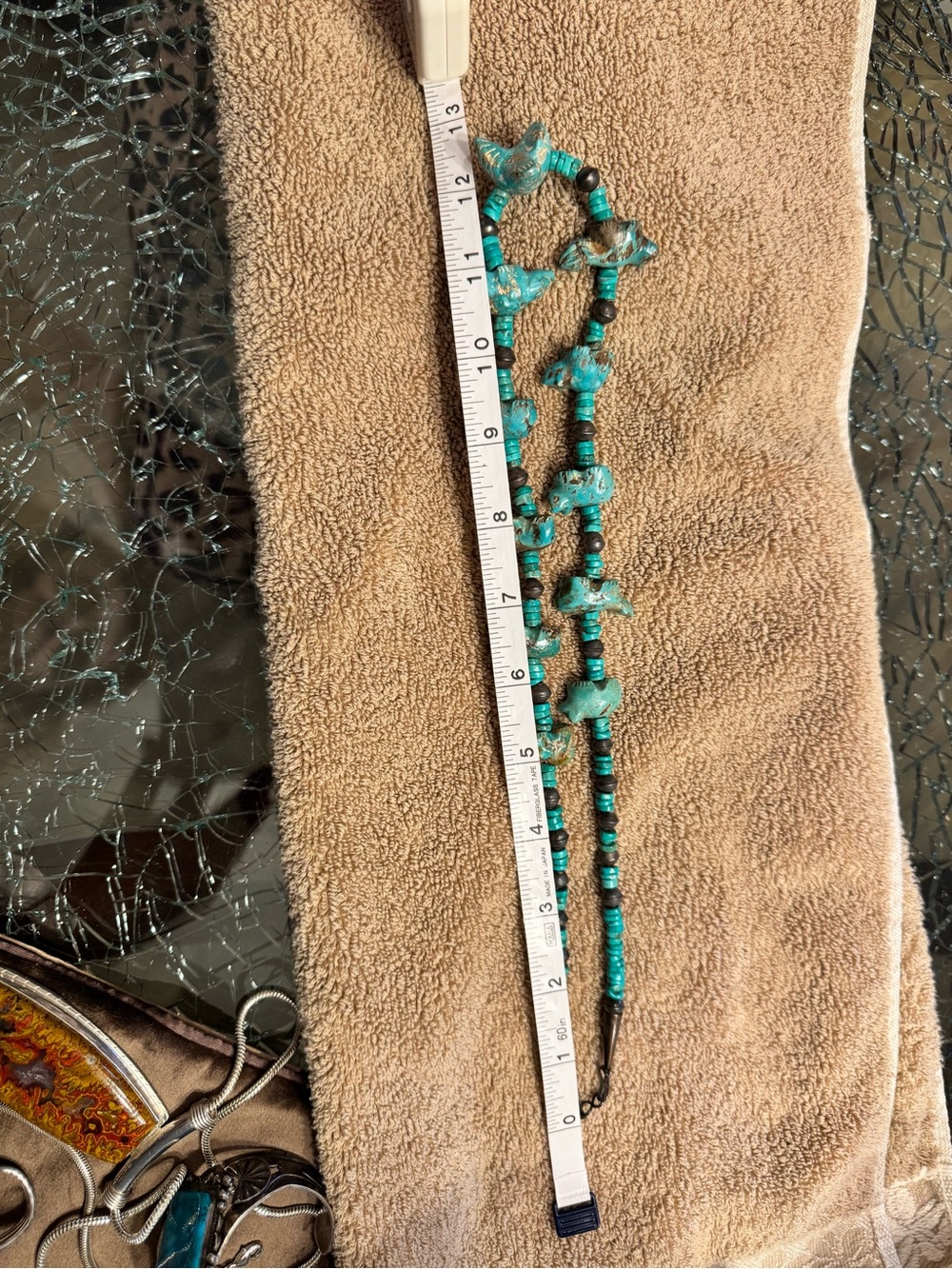 Turquoise Beaded Bear Concho Necklace - Turquoise